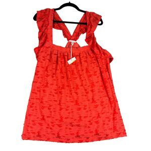 Lauren Conrad Top Women's 2X Plus Orange Ruffle Sleeveless Crossback Lined NWT